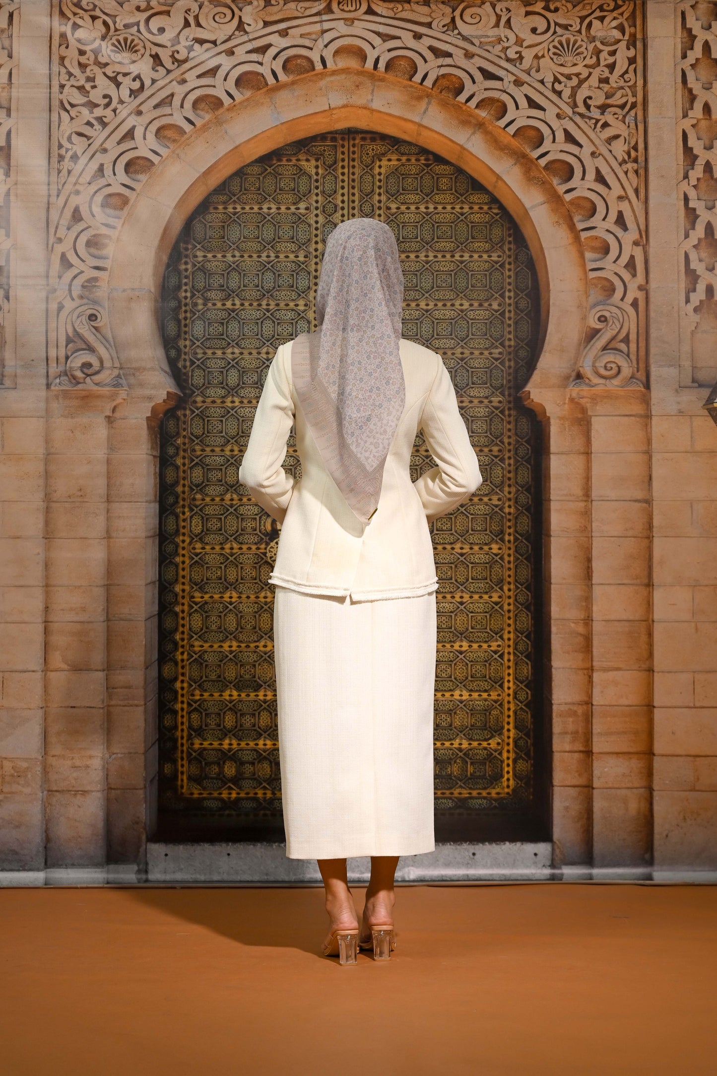 Tweed Jacket Woven Wool Outer Ivory Pearl