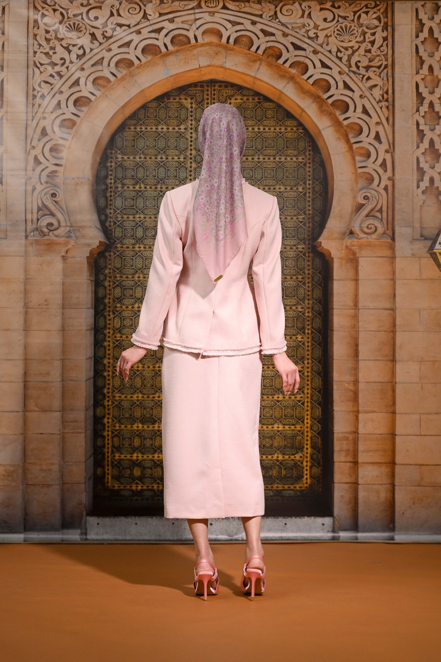 Tweed Jacket Woven Wool Outer Soft Pink