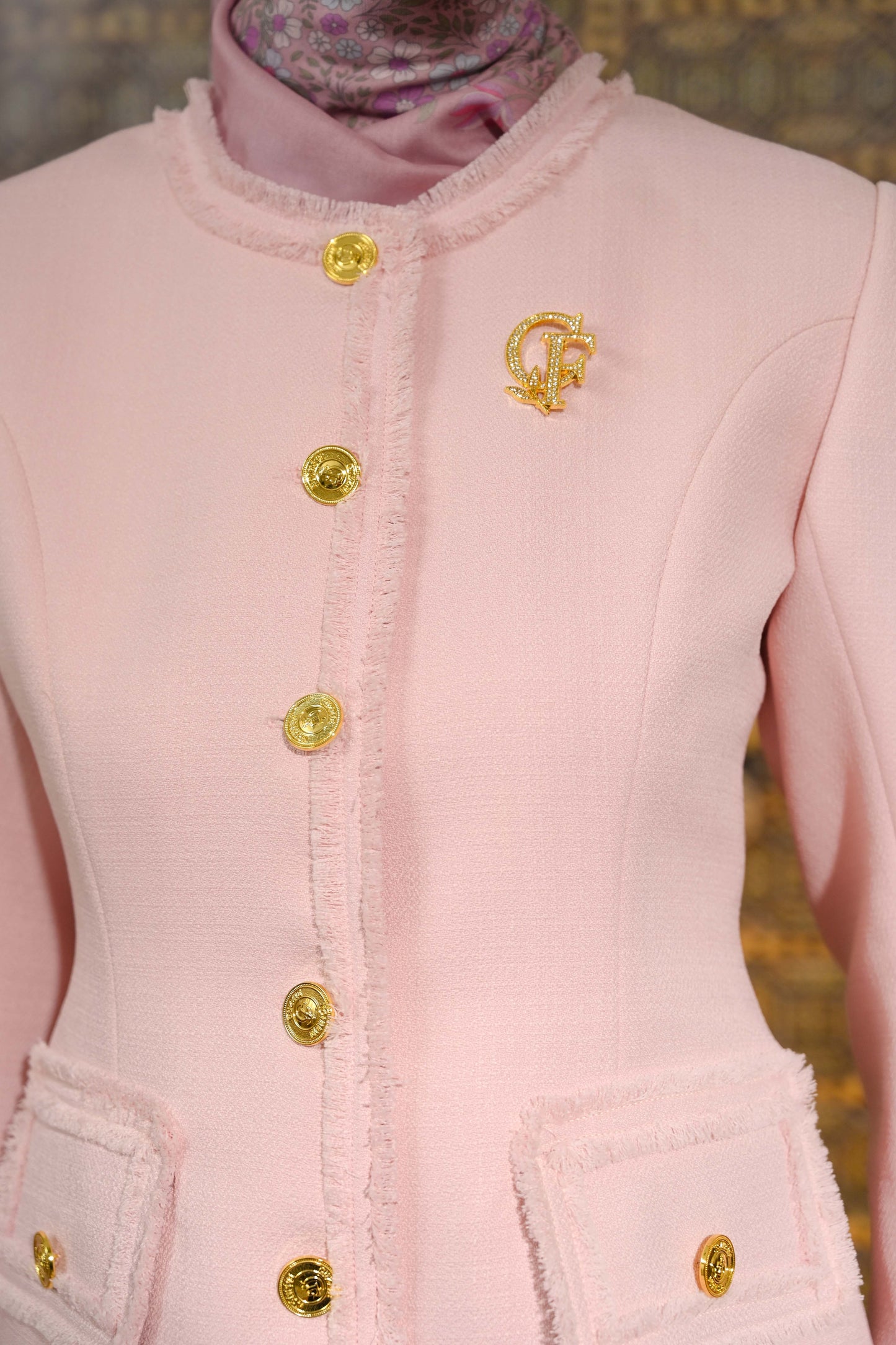Tweed Jacket Woven Wool Outer Soft Pink