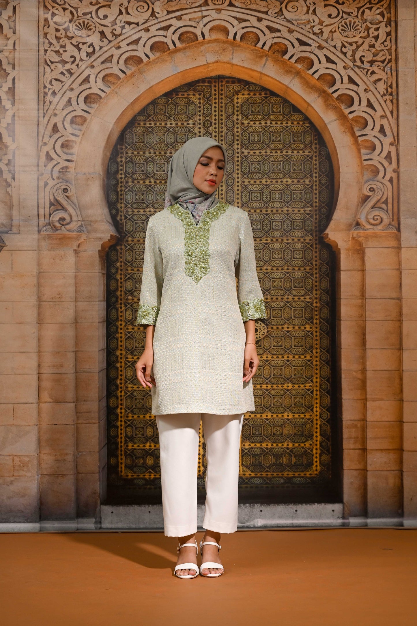 Amara Embroidery Tunic Celadon Mist