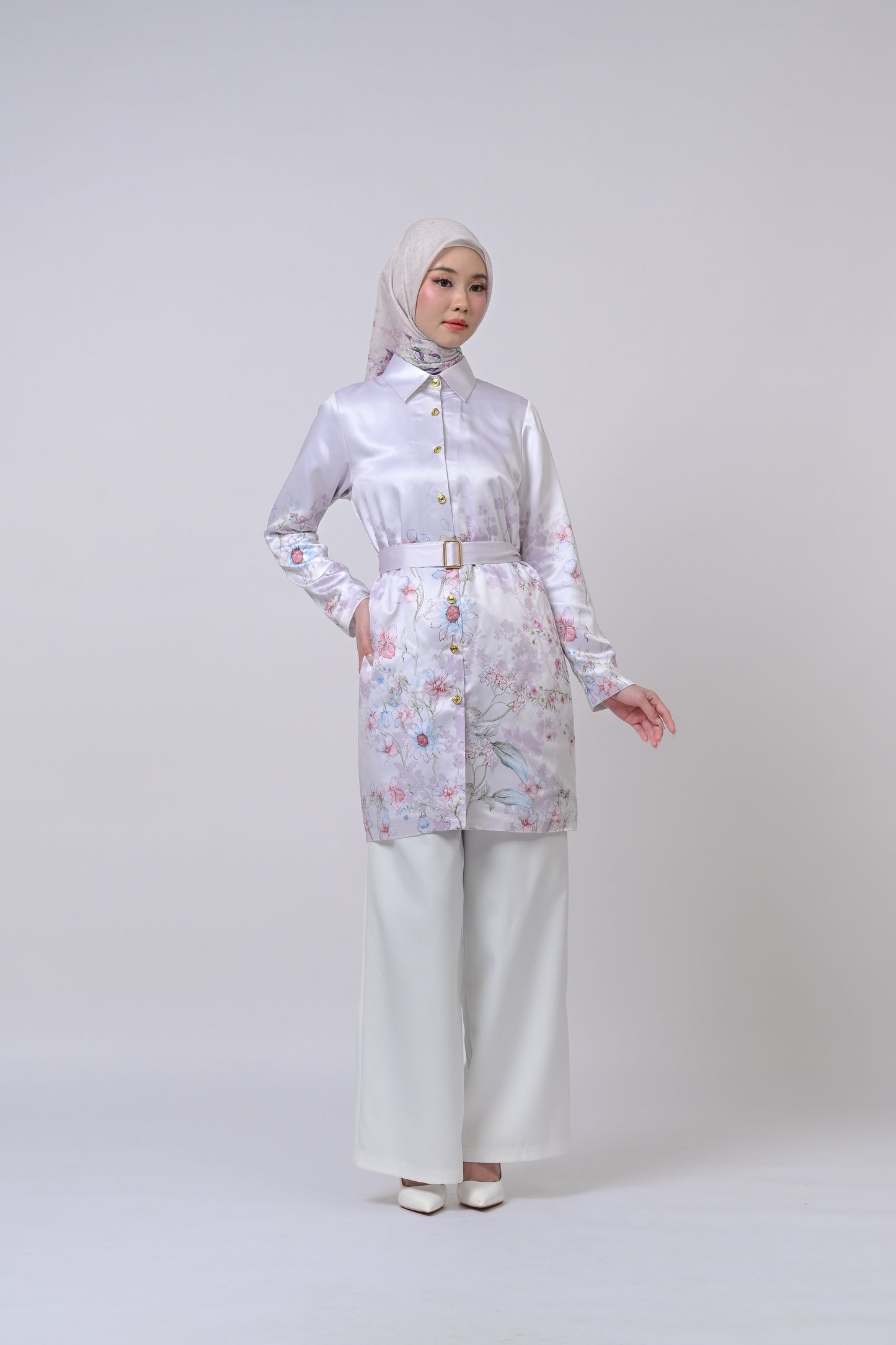 Bloom Tunic Series Modest Silk Floral Top