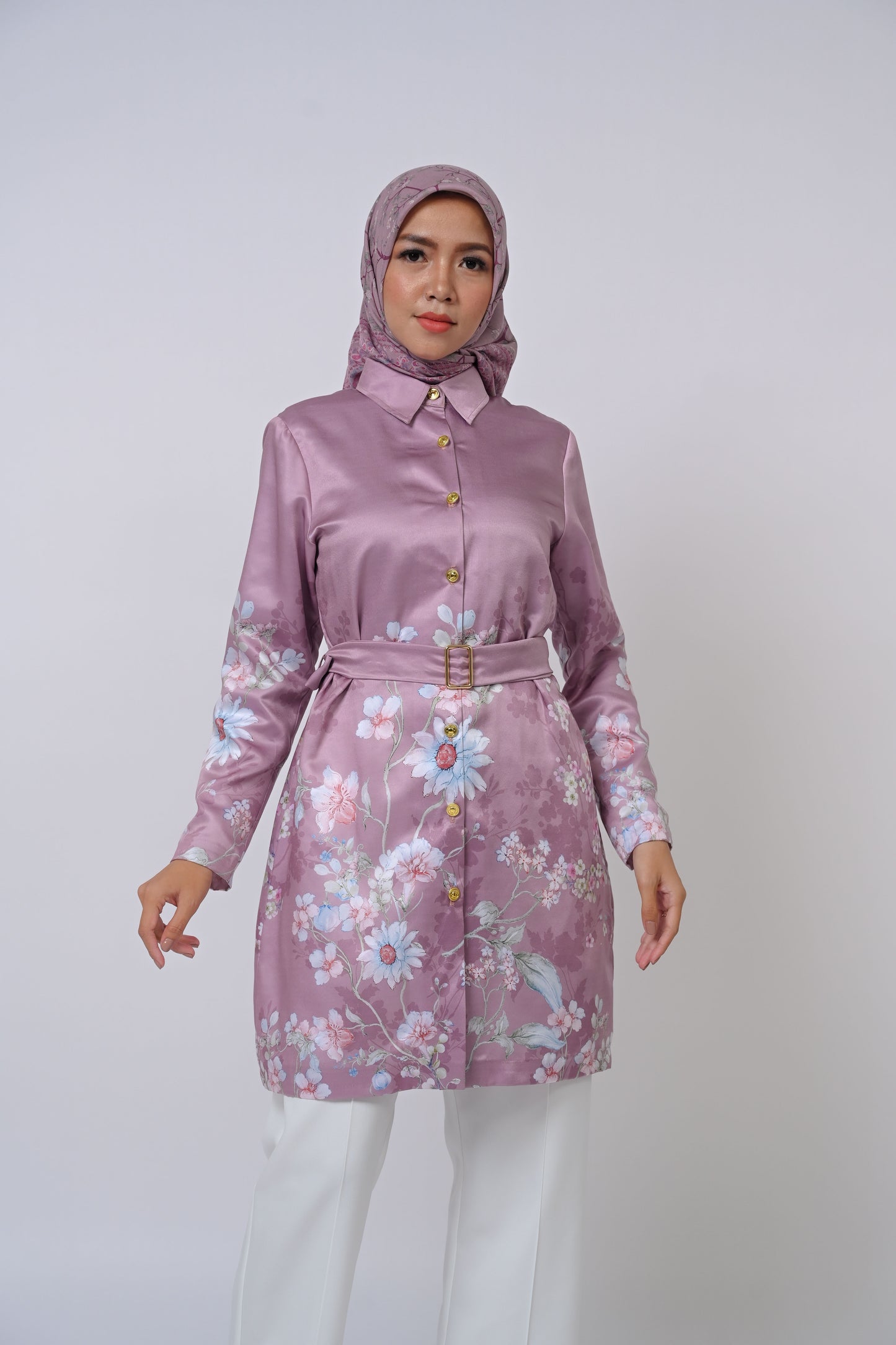 Bloom Tunic Series Modest Silk Floral Top