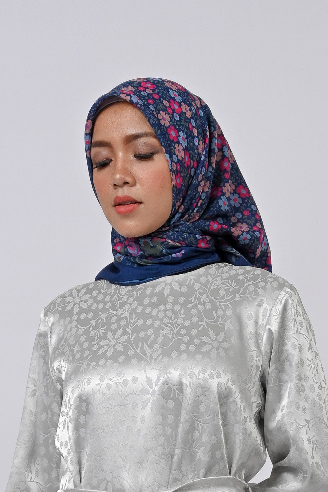 Aurora Silk Tunic Silver Botanical Modest