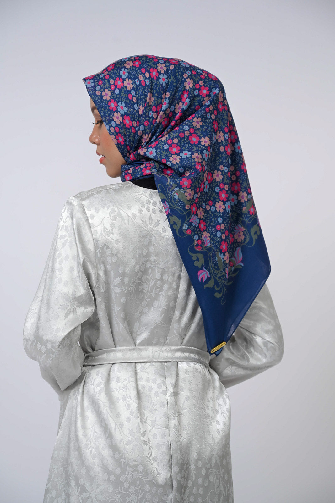 Aurora Silk Tunic Silver Botanical Modest