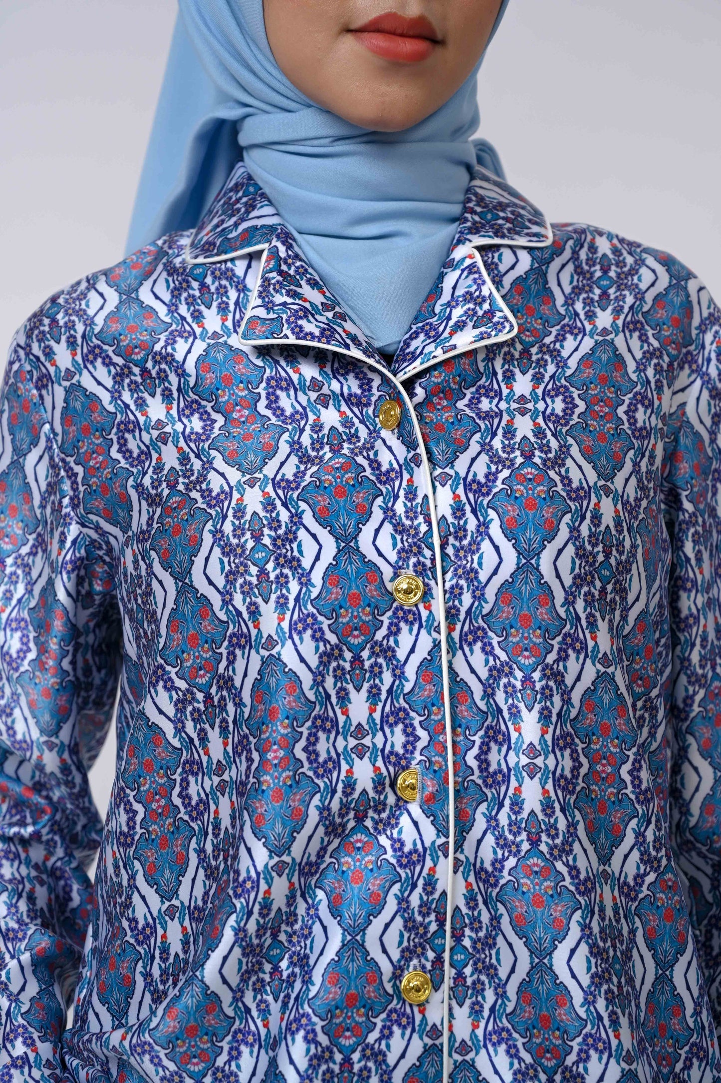 Lume Pajama Set Series Printed Modest Sleepwear