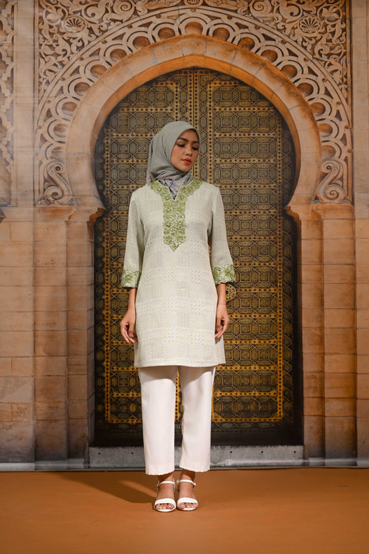 Amara Embroidery Tunic Celadon Mist