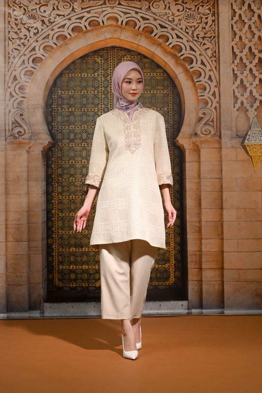Amara Embroidery Tunic Ivory Pearl
