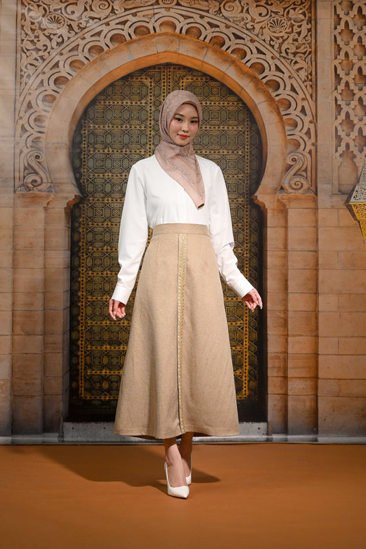 Heritage A-Line Skirt Semi Wool with Embroidery Detail