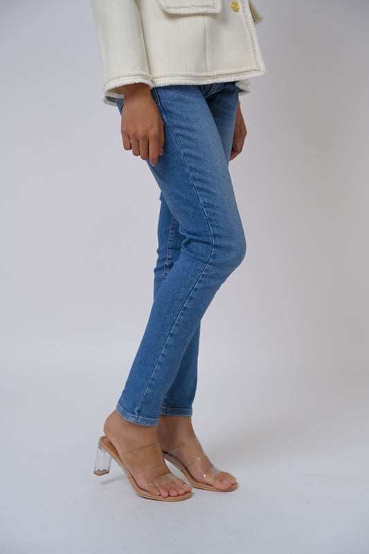 Signature Stretch Leg Jeans Azure Fade Light Wash Chic Modest Fit