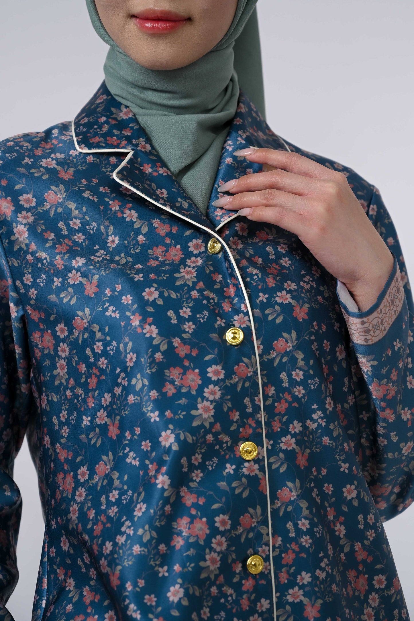 Lume Pajama Set Series Printed Modest Sleepwear