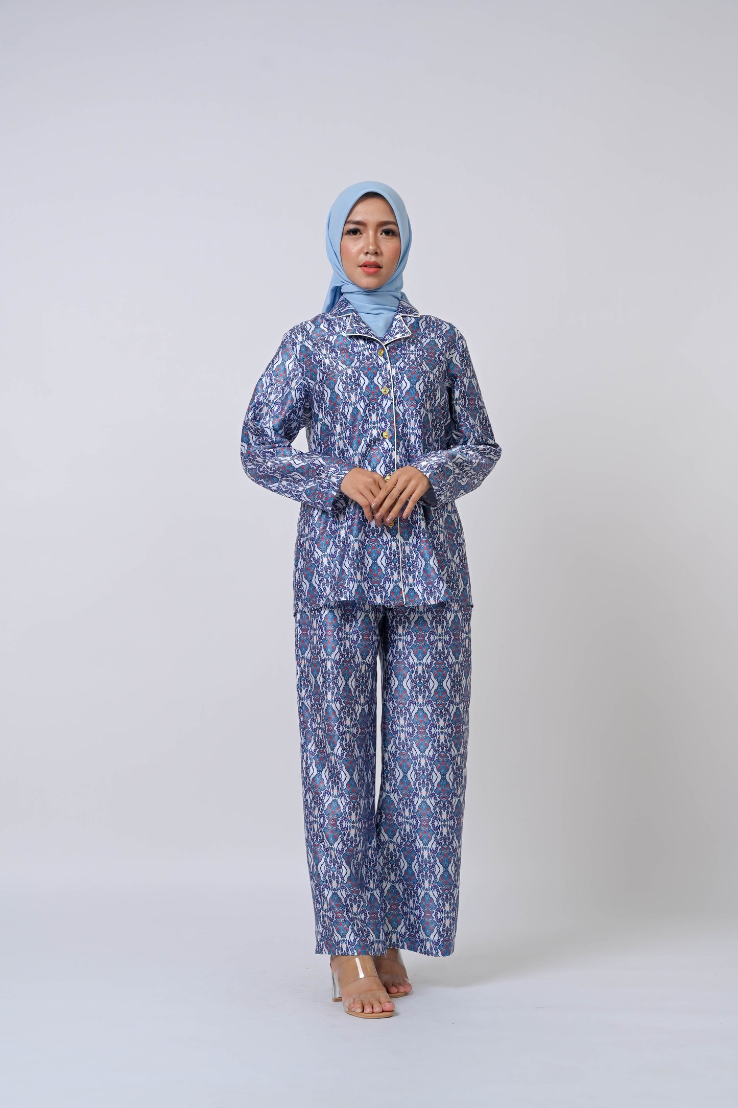 Lume Pajama Set Series Printed Modest Sleepwear